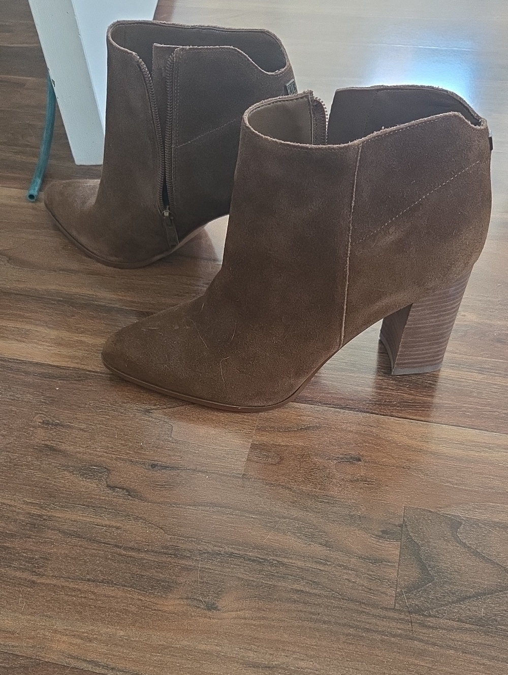 Ivanka Trump Brown Suede Ankle Booties with Block Heel